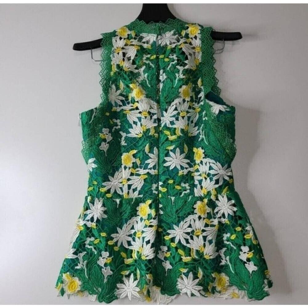 NWOT Anthropologie By Adelyn Rae Green Sleeveless Floral Lace Top XS - Picture 4 of 7
